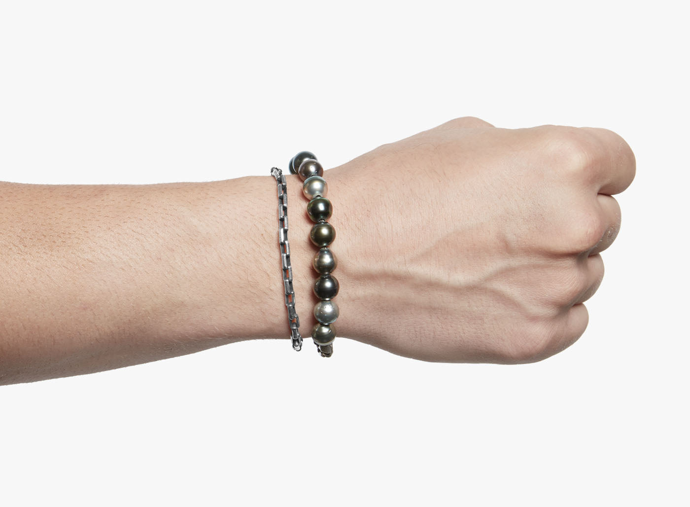 TAHITIAN PEARL MULTI WRAP BRACELET 228: this adjustable, double-wrap bracelet features black tahitian pearls attached to a sterling box chain
