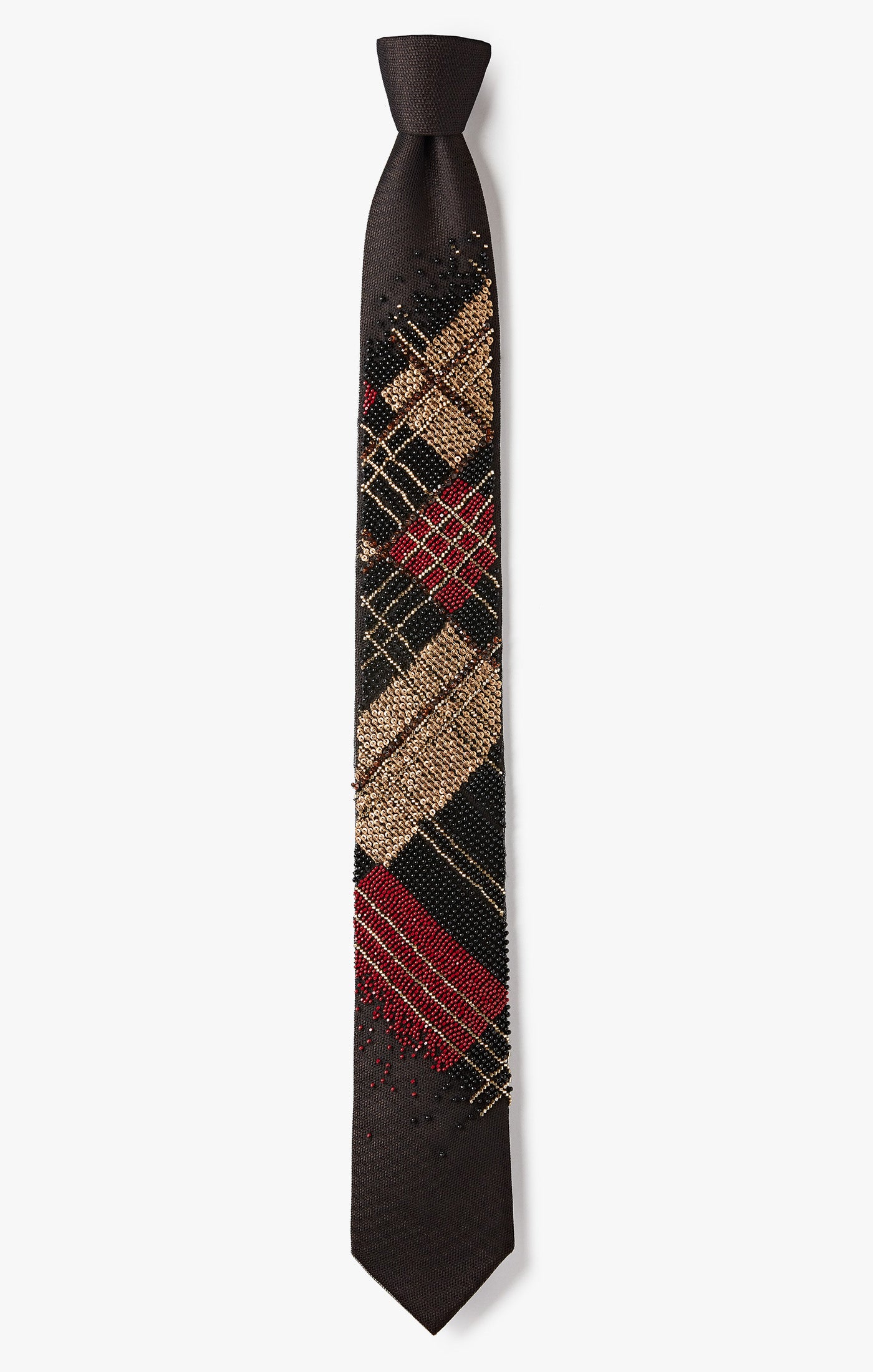 PLAID BEADED NECKTIE 1005