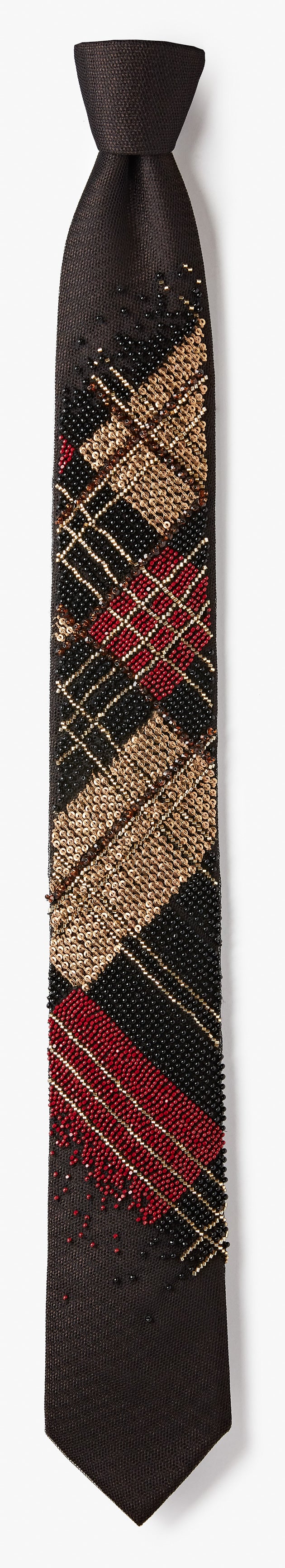 PLAID BEADED NECKTIE 1005
