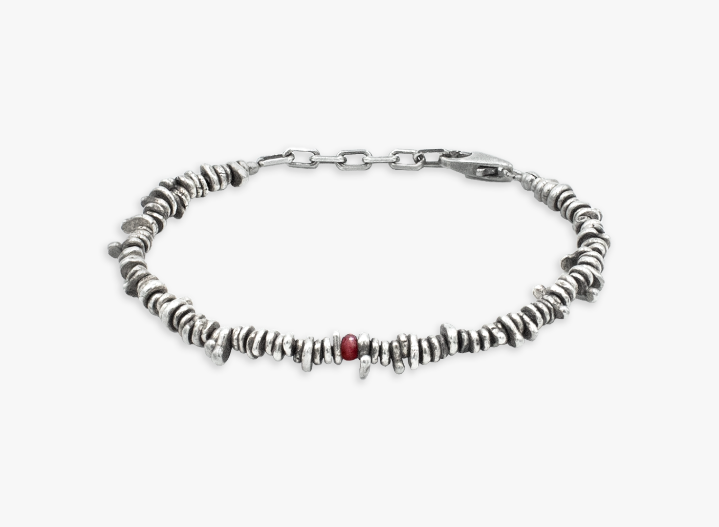 BEADED STONES SILVER CHIP BRACELET 281