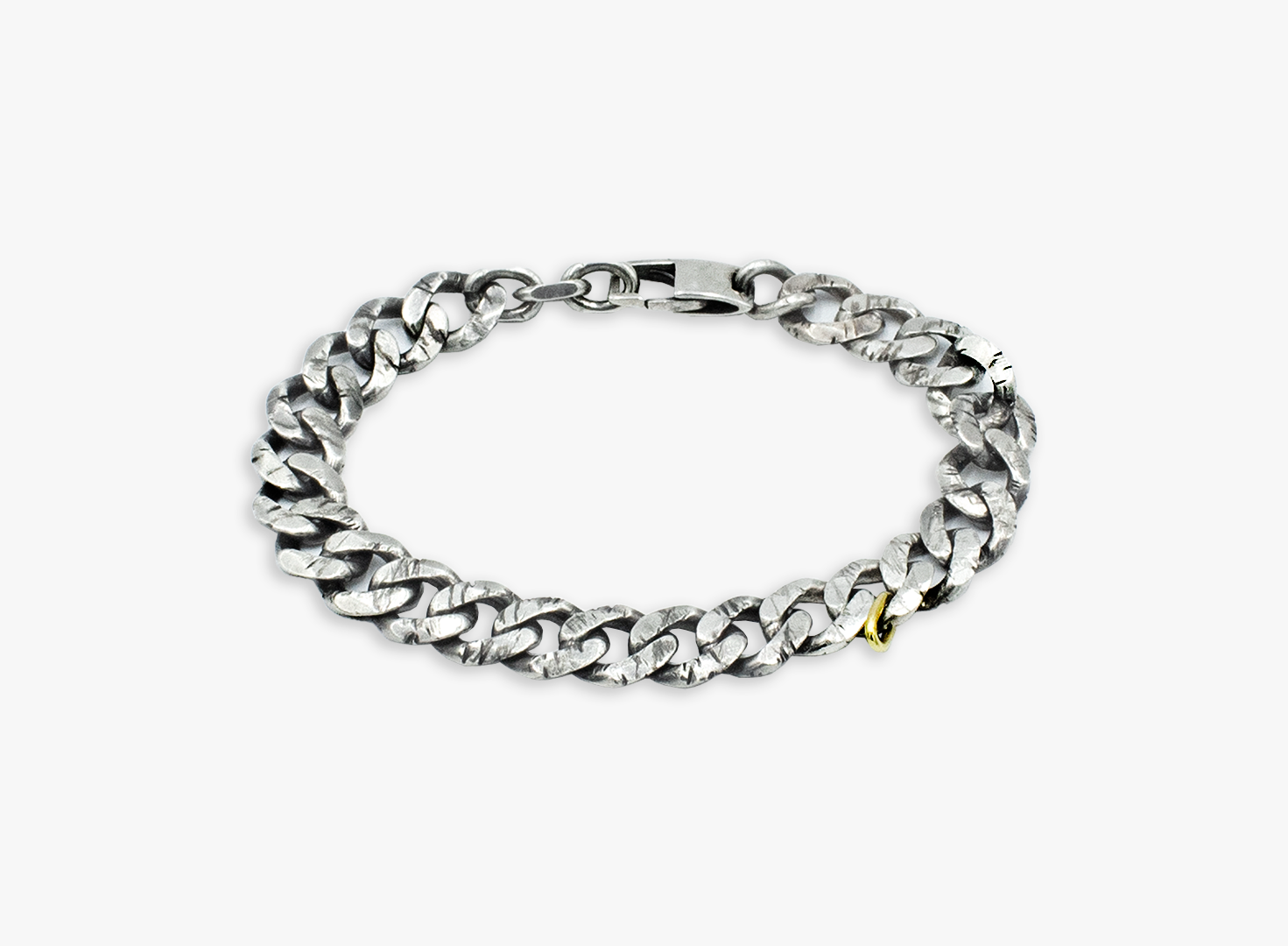 DISTRESSED CURB LINK BRACELET / 18K RING 617