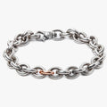 adjustable bracelet features large solid sterling cable links and a single 18k rose gold link detail