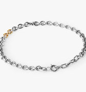 adjustable cable chain bracelet is finished with a strand of 18k gold links