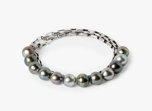 TAHITIAN PEARL MULTI WRAP BRACELET 228: this adjustable, double-wrap bracelet features black tahitian pearls attached to a sterling box chain