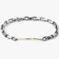 adjustable sterling diamond-cut cable chain is finished with an 18k gold 'bent' bar