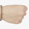 adjustable dual-link bracelet features a large round cable chain that is paired with a box chain