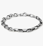 adjustable dual-link bracelet features a large round cable chain that is paired with a box chain