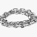 adjustable triple wrap bracelet features varying sterling chains