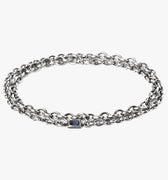 multi wrap adjustable sterling bracelet features an emerald-cut iolite stone that sits along varying cable chains