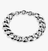 sterling silver large link chain features black diamonds embedded into the links