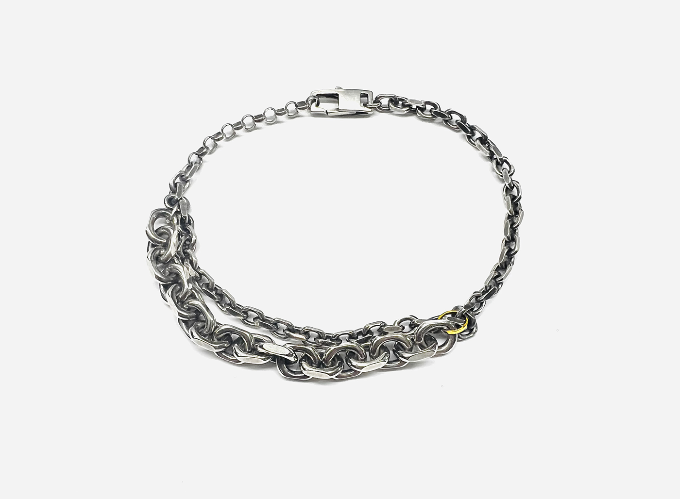 DOUBLE DIAMOND CUT CABLE CHAIN BRACELET / 18K RING 547