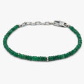 this adjustable beaded emerald stone braclet is disrupted by a sile sterling bead