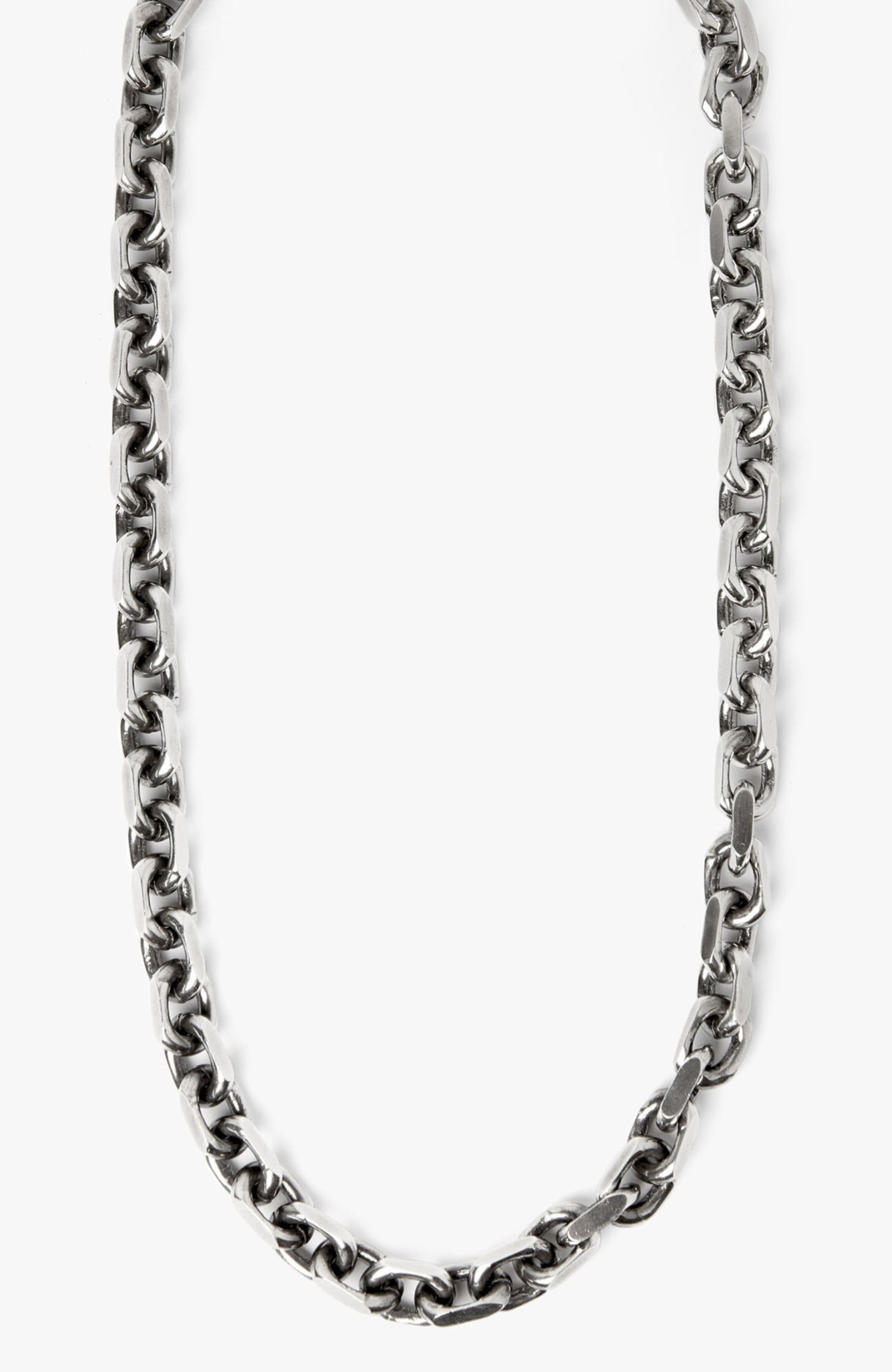 22" sterling diamond-cut cable link necklace is finished with a custom made oversized toggle with rotating bar