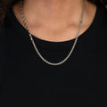 signature multi wrap necklace features varying sterling chains that are offset with an 18k gold ring