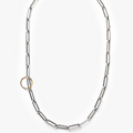 sterling paperclip chain necklace features an offset 18k gold ring