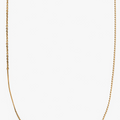 18k gold multi-chain necklace features a one and a half inch hand forged bar that connects to a cable and bead chain