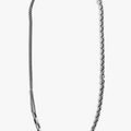 dense necklace features three varying sterling chains: a cable link, box link, and rolo link as well as a sterling silver bar