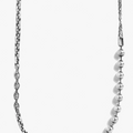 multi wrap necklace features three types of sterling silver chain with an 18k gold accent piece