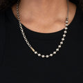 multi wrap necklace features three types of sterling silver chain with an 18k gold accent piece