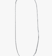 choker-length necklace features a prominent distressed 4" sterling silver bar between single strand anchor chains