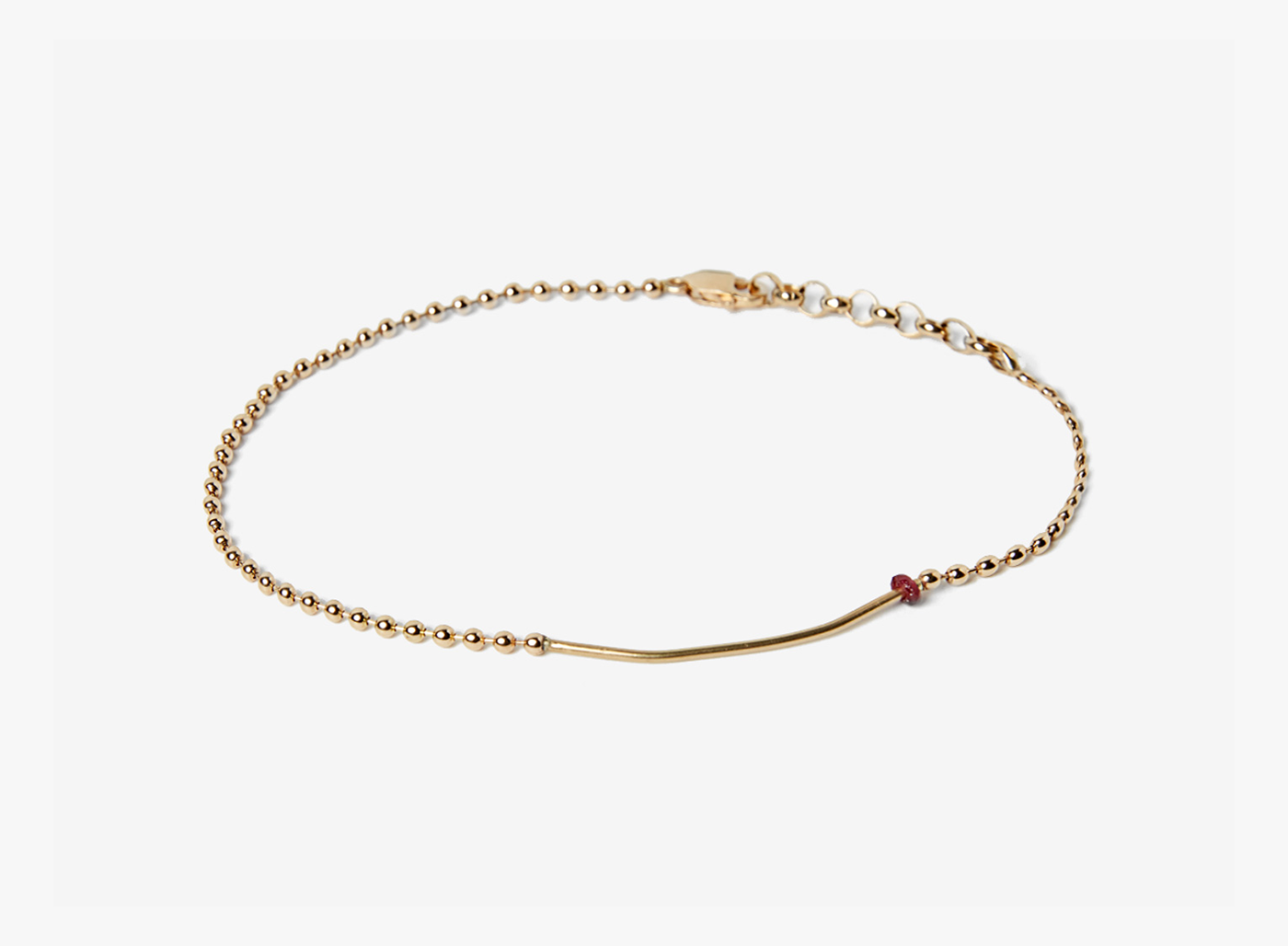18K BEAD/ BAR / RUBY BRACELET 357