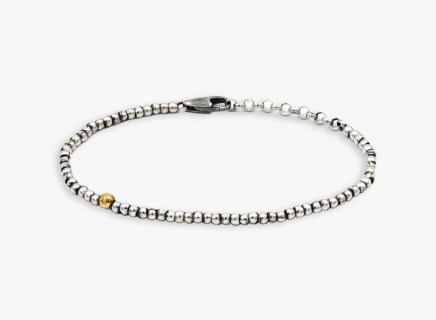 3MM BEAD BRACELET W/ 18K GOLD BALL 636