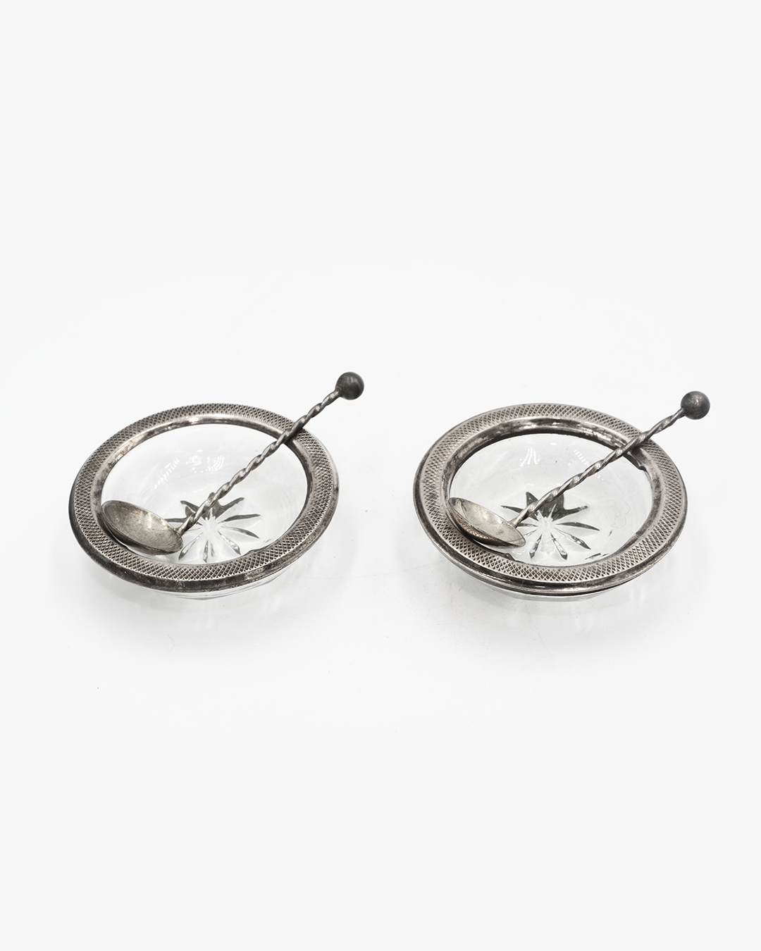 STERLING & CRYSTAL SALT & PEPPER CELLARS