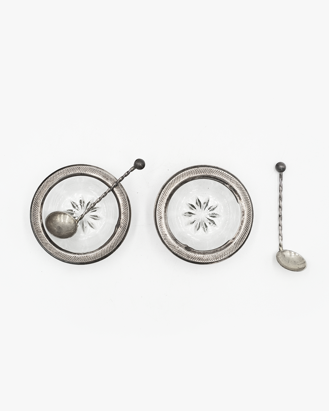 STERLING & CRYSTAL SALT & PEPPER CELLARS