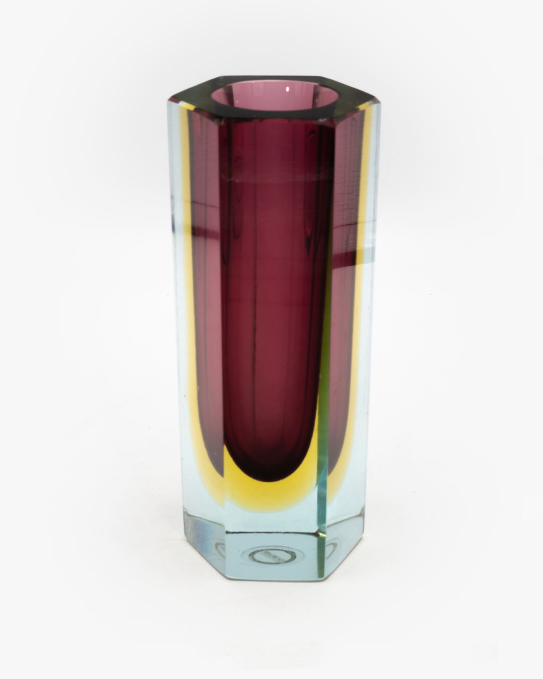 MURANO SOMMERSO  HEXAGONAL SHAFT BUD VASE