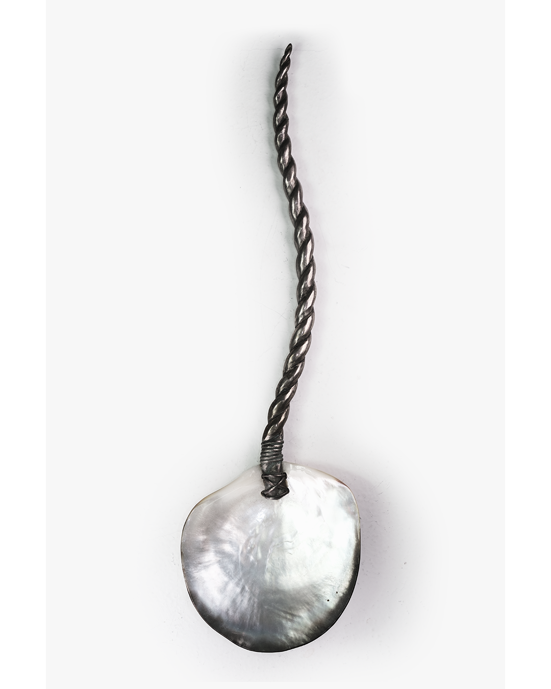 LARGE RARE VICTORIAN 19TH CENTURY ROPE TWIST SERVING SPOON WITH CLAM SHELL BOWL