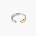 adjustable open ended sterling silver ring is finished with a chunk of 18k gold