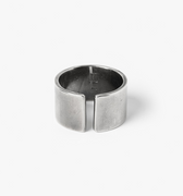 12.5mm x 2mm adjustable, open ended ring is hand forged in our lower east side studio using reclaimed sterling silver