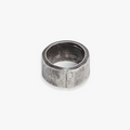 hand forged ring is made from a dense 13mm x 2mm  sterling silver plate and is distressed to create an aged finish