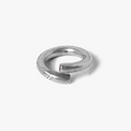 hand-distressed single band, wrapped silver ring features four rubies at the tip