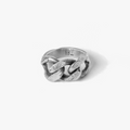 sterling ring is hand distressed and features a large chain link