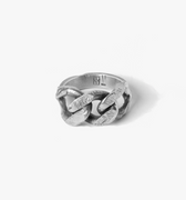 sterling ring is hand distressed and features a large chain link