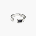 open signet ring is finished with an emerald-cut iolite stone