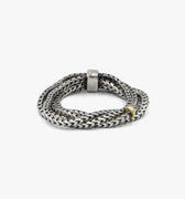 this 5 wrap sterling silver snake link is finished with an 18k gold hoop