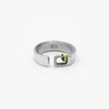 this adjustable, 6mm-wide hand-forged open sterling silver ring is accented with an 18k gold hoop