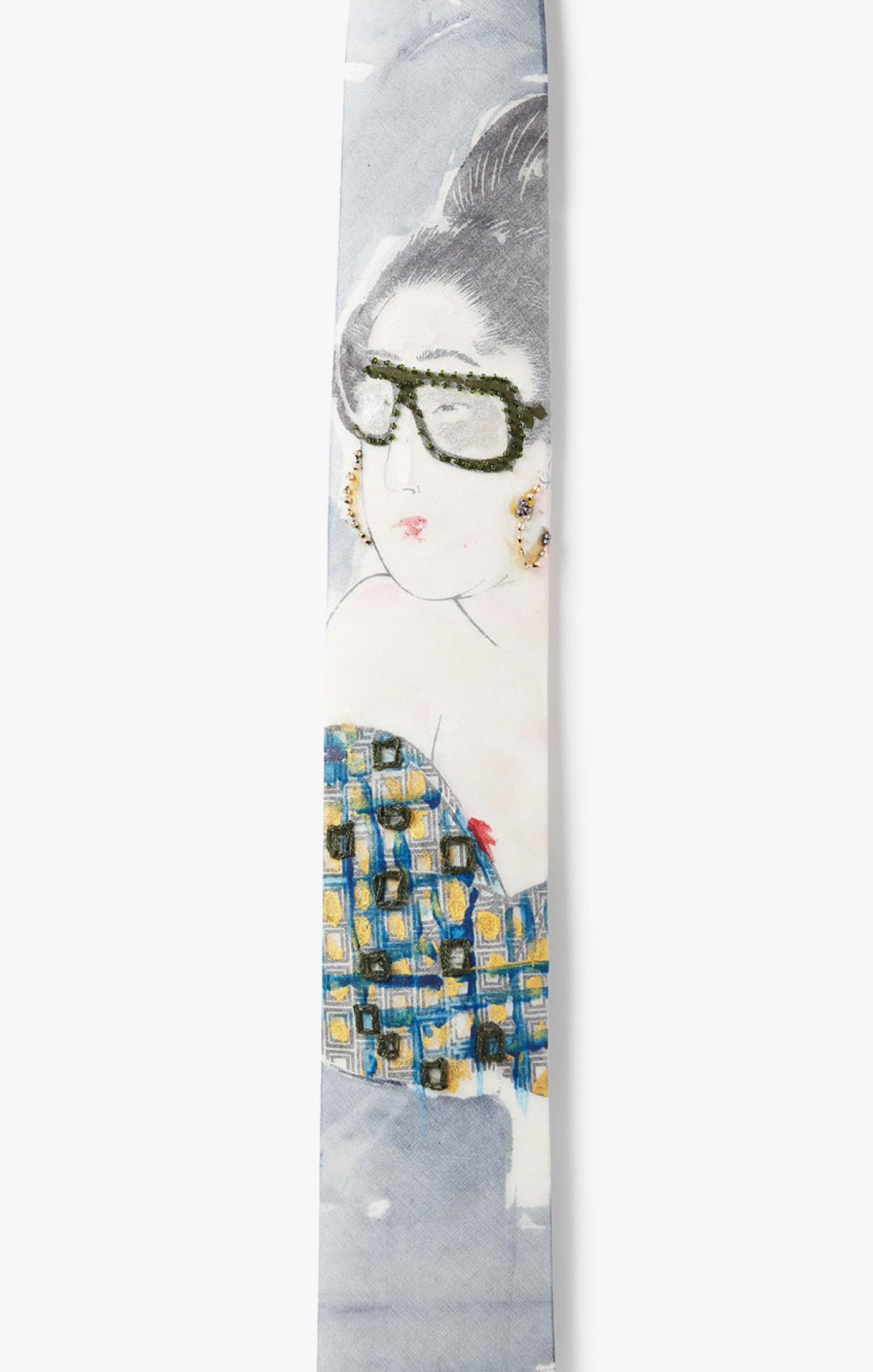 in this collaboration with artist donnie lee, 'memoirs of a naughty geisha', original illustrations of modern geishas wear title of work 'motif' kimonos and sport oversized glasses