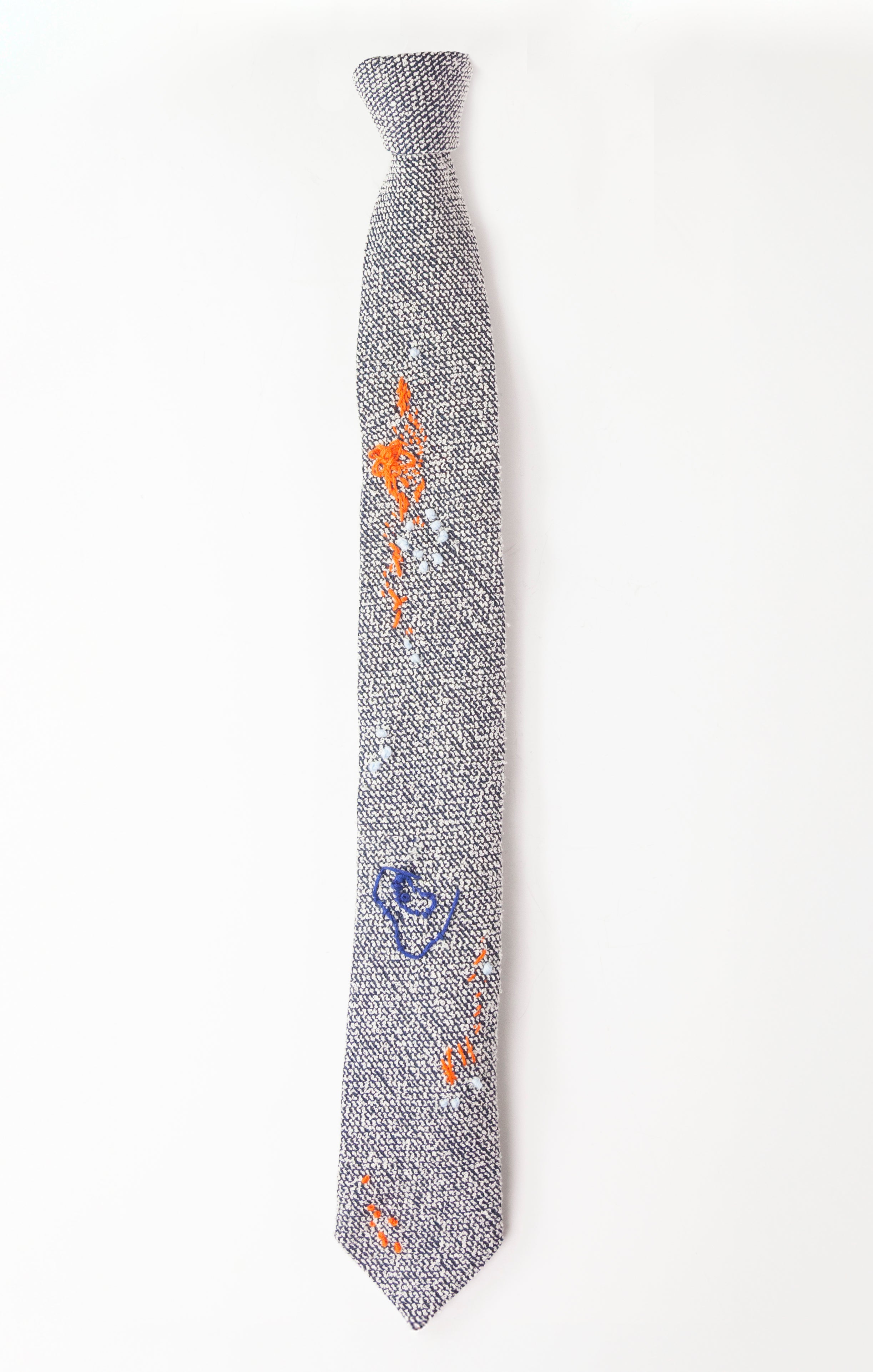 THREADED COLLAGE LINEN NECKTIE 1422