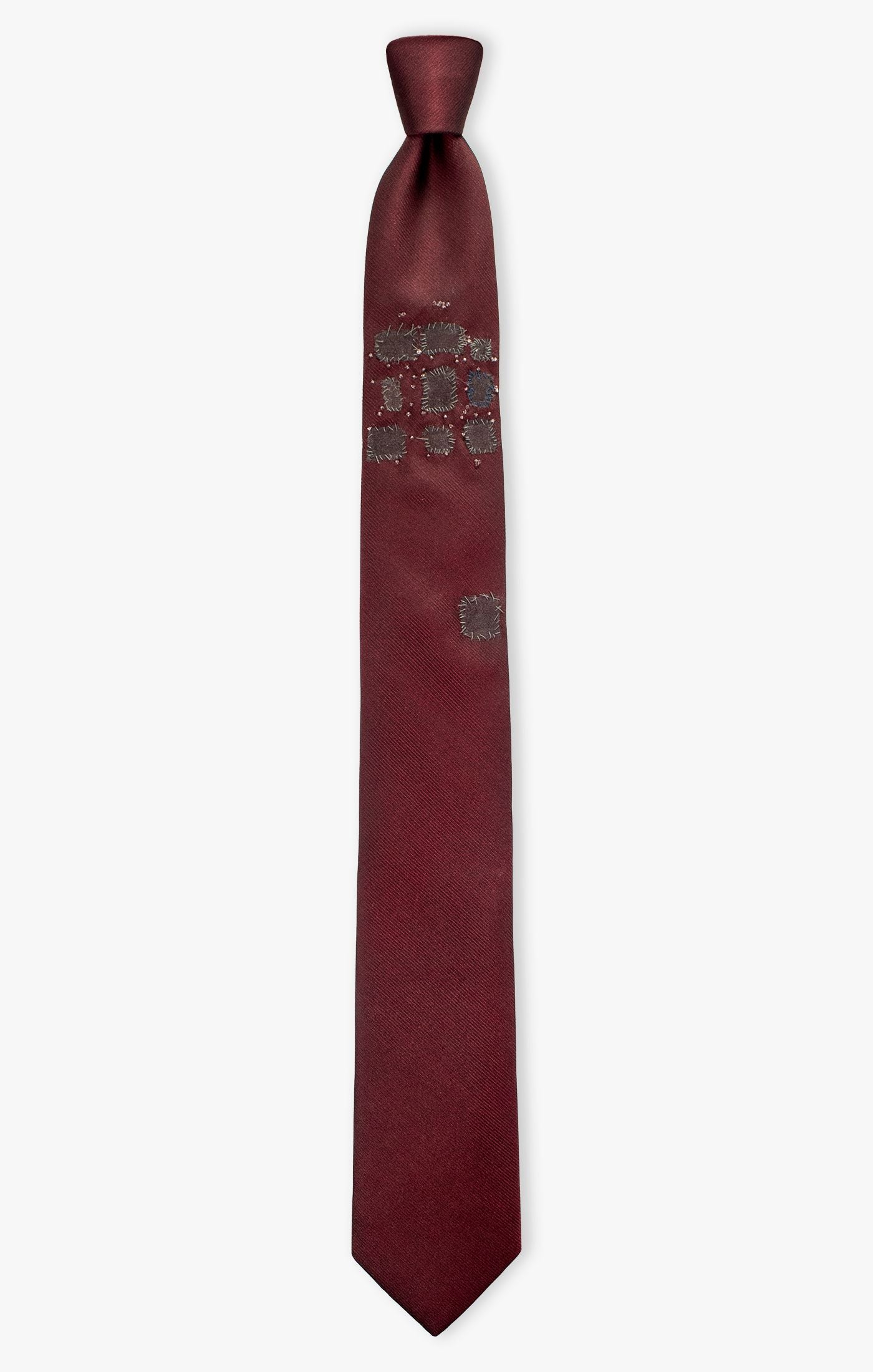 BURGUNDY PATCHWORK NECKTIE 1465
