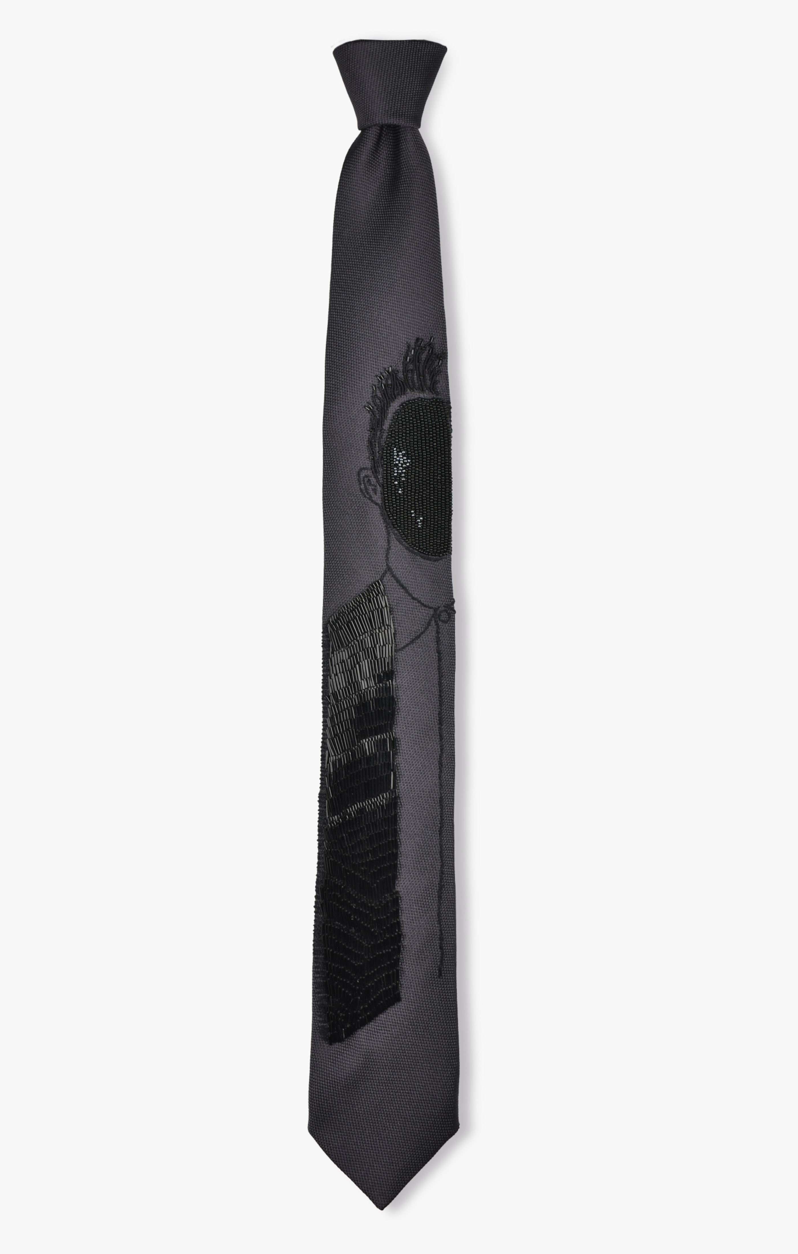 BLACK BEADED 'MUG SHOT' NECKTIE 773