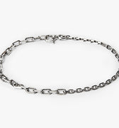 MIXED CHAIN BRACELET 113: a small box chain is connected to a medium box chain by a lobster clasp closure