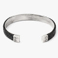 LEATHER CUFF 126: the balance of firm and malleable is illustrated in this 10mm hand-braided leather band that is riveted onto a sterling cuff