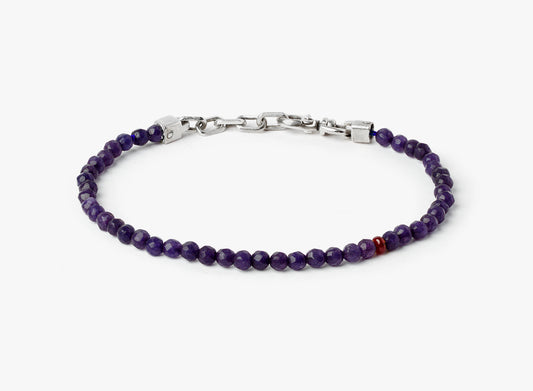 BEADED STONES SAPPHIRE BRACELET 152: this adjustable sapphire stone bracelet is finished with a signature single ruby