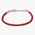 BEADED STONES WHITE HEART BRACELET 219: this adjustable venetian stone bracelet is finished with a signature single ruby