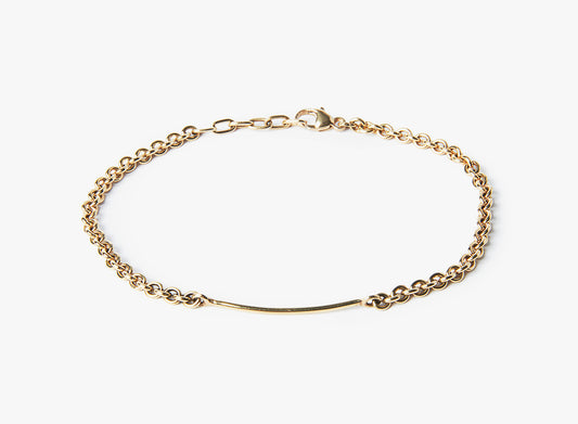 18K SOLID YELLOW GOLD BRACELET 234: this adjustable 18k gold bracelet features a dense cable link that is separated by a 1" bar