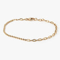 18K SOLID YELLOW GOLD BRACELET 239: an 18K gold ball chain connects to 18K gold oval cable links