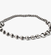 MIXED CHAIN BRACELET 257: this large ball to double wrap micro ball chain is made from sterling silver and finished with a carabiner lobster clasp